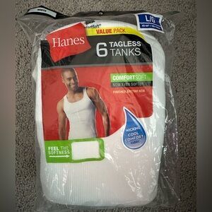 New Hanes White Tagless Tanks 6-Pack size large